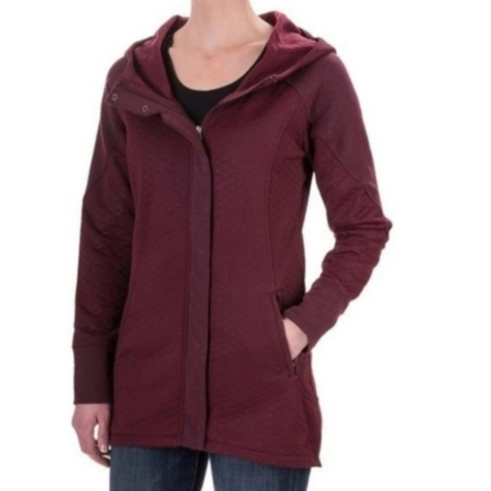The North Face Ladies Long Fleece Burgundy Jacket size Large